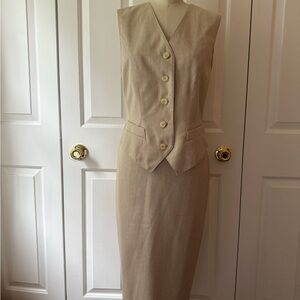 Cream Escada Wool two piece vest and skirt suit set